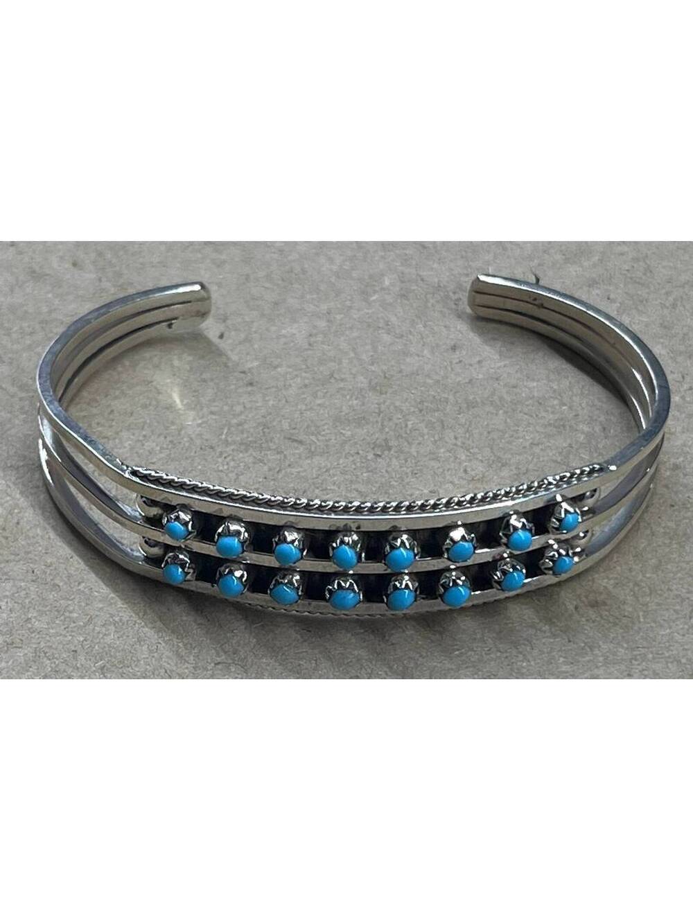 Native American Zuni sterling silver turquoise bracelet cluster snake eye